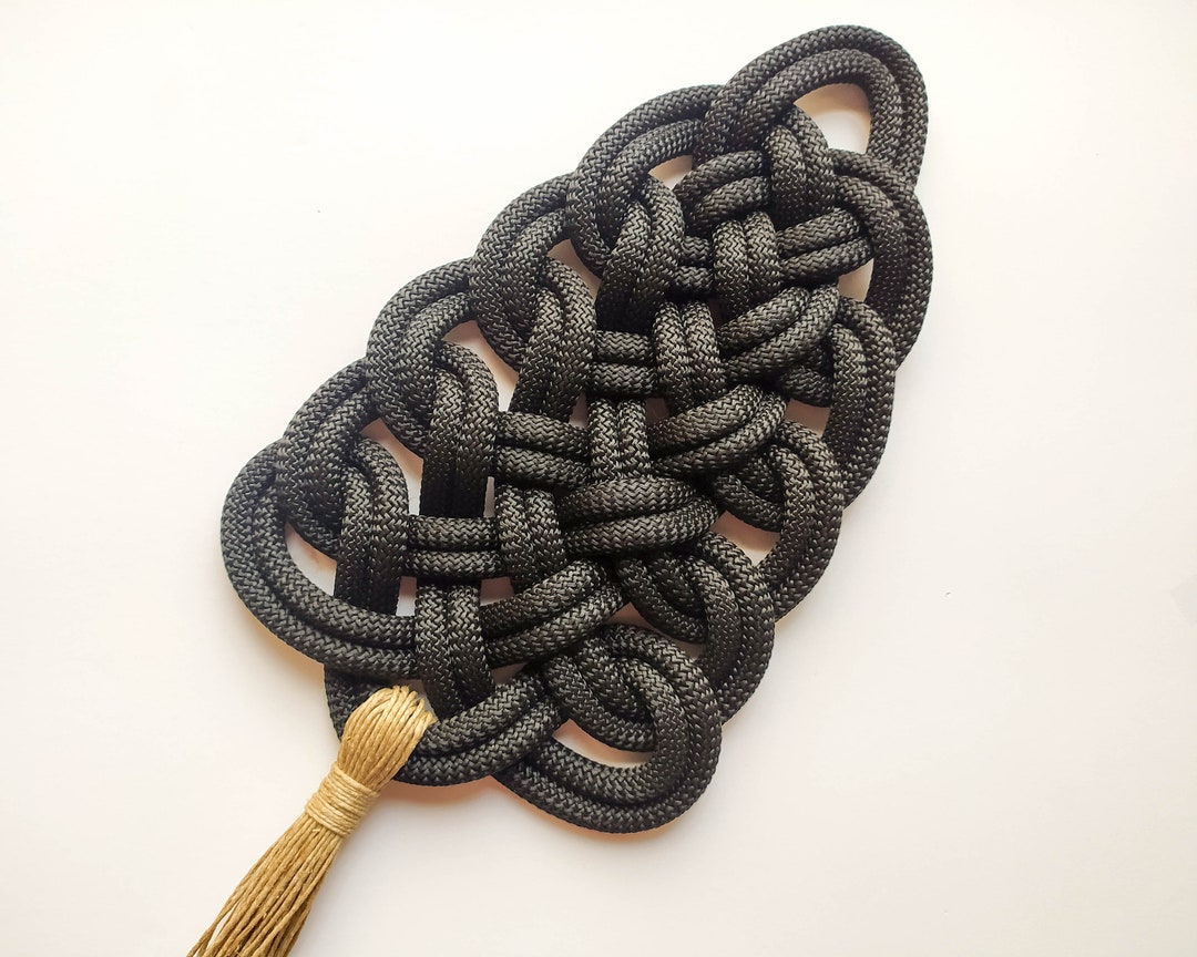 Black Rope Wall Art, Macrame Tree Wall Hanging, Modern Minimalist Fiber