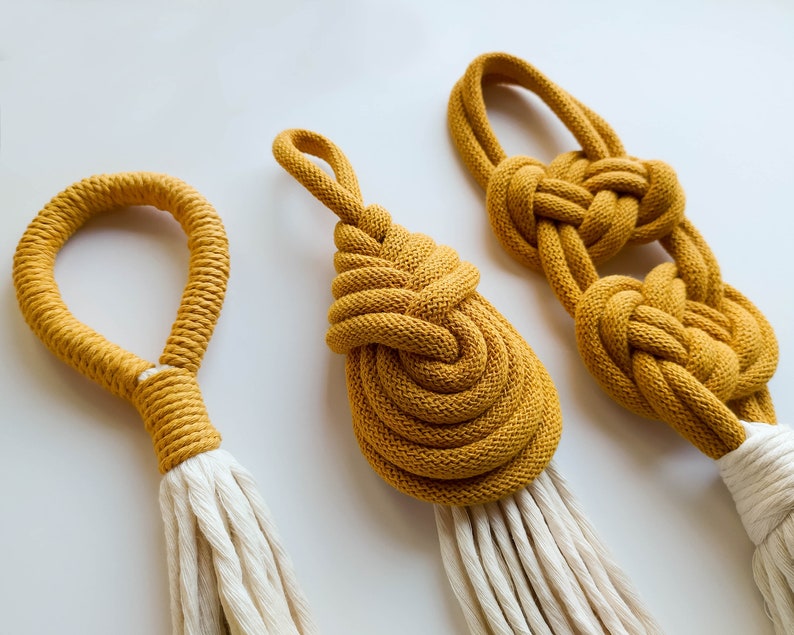 Long Door Knob Tassel With Macrame Knots Wall Hanging Etsy