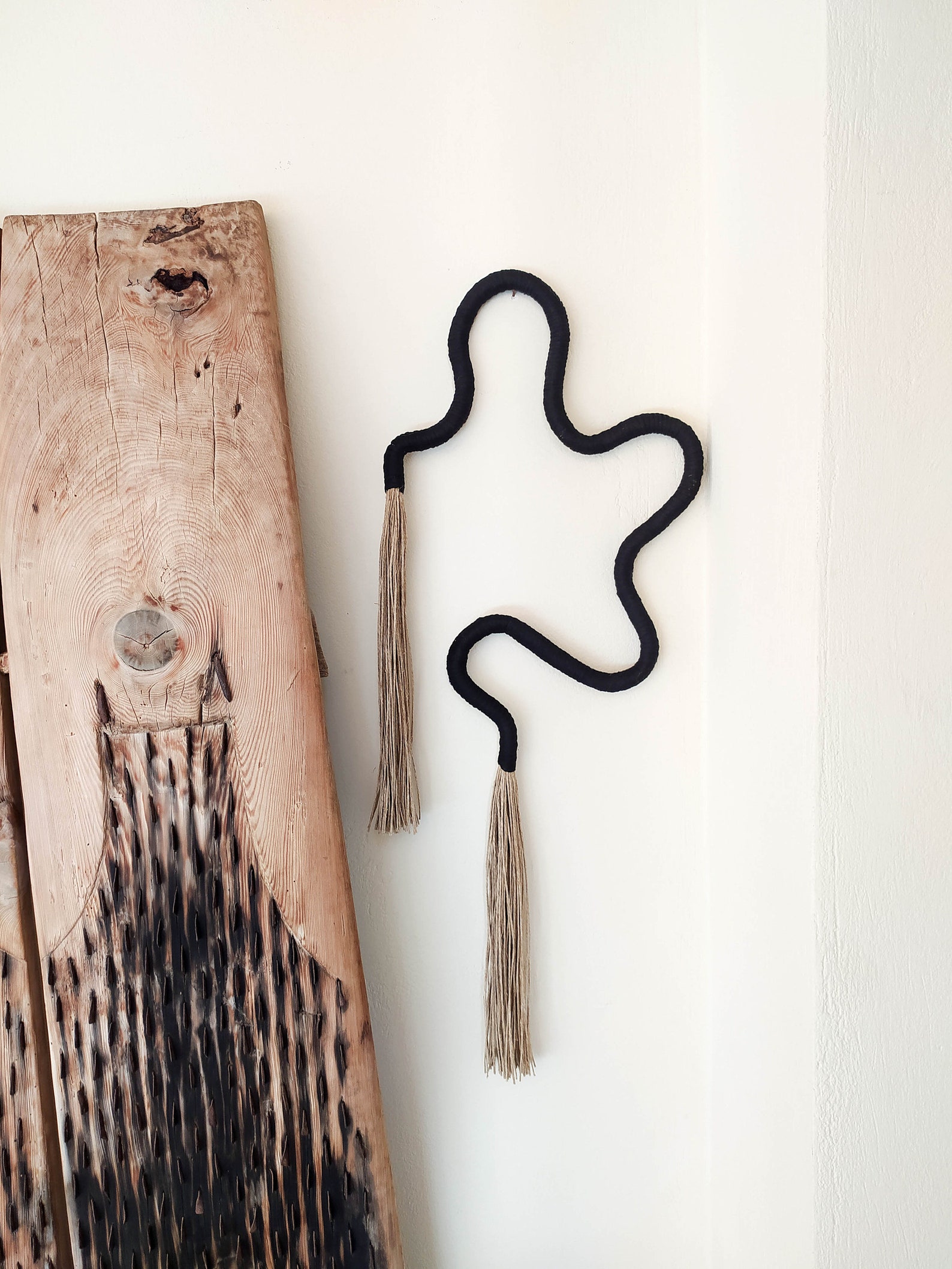 Large Curvy Wall Art, Hand Wrapped Squiggle Wall Hanging, Modern ...