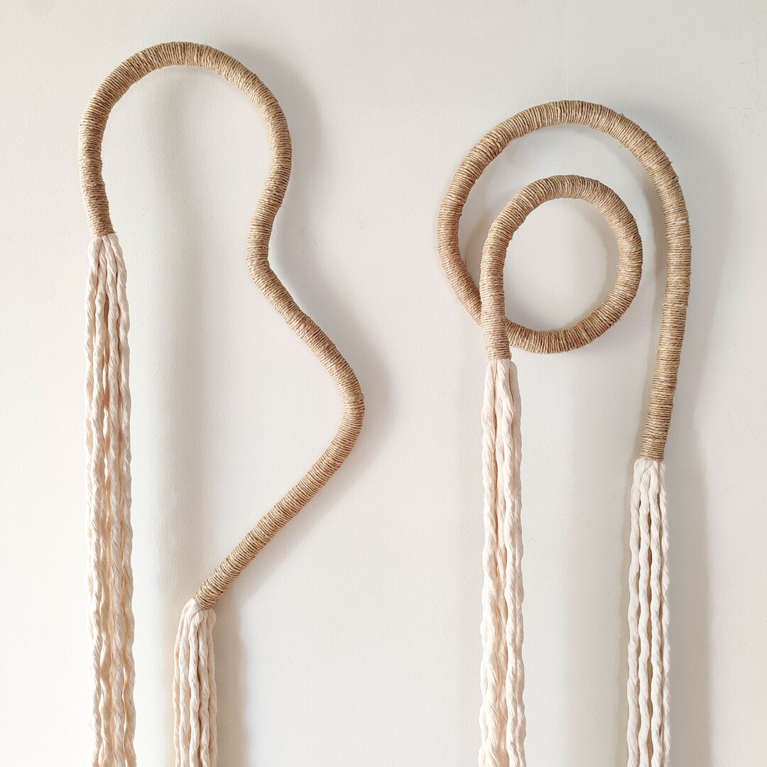 XL Curvy and Spiral Wall Hanging Art, Modern Minimalist Fiber Art ...