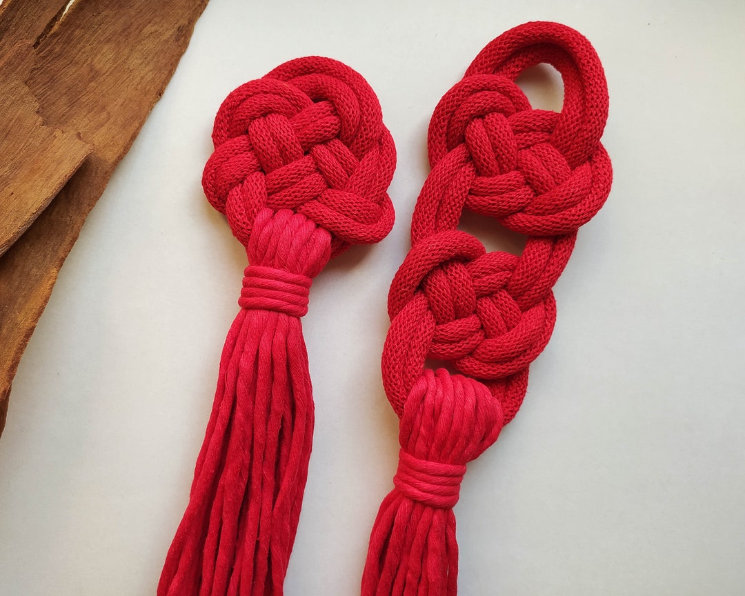 Red Macrame Decorative Knots Wall Hanging or Door Tassel Etsy