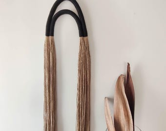 Double Arch Fiber Wall Hanging, Neutral Textile sculptural Art, Minimal Modern Organic Decor