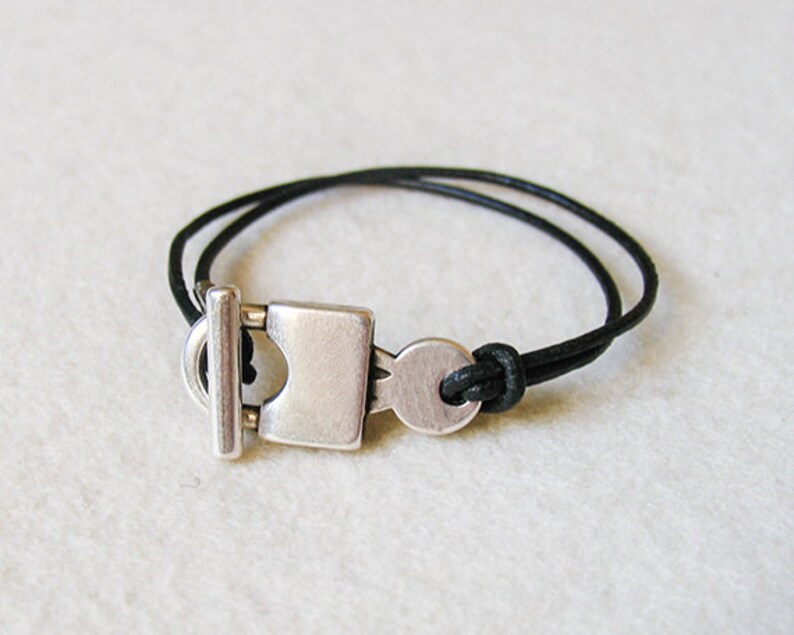 Leather Lock Wrap Bracelet for Men Padlock Bracelet Black Etsy
