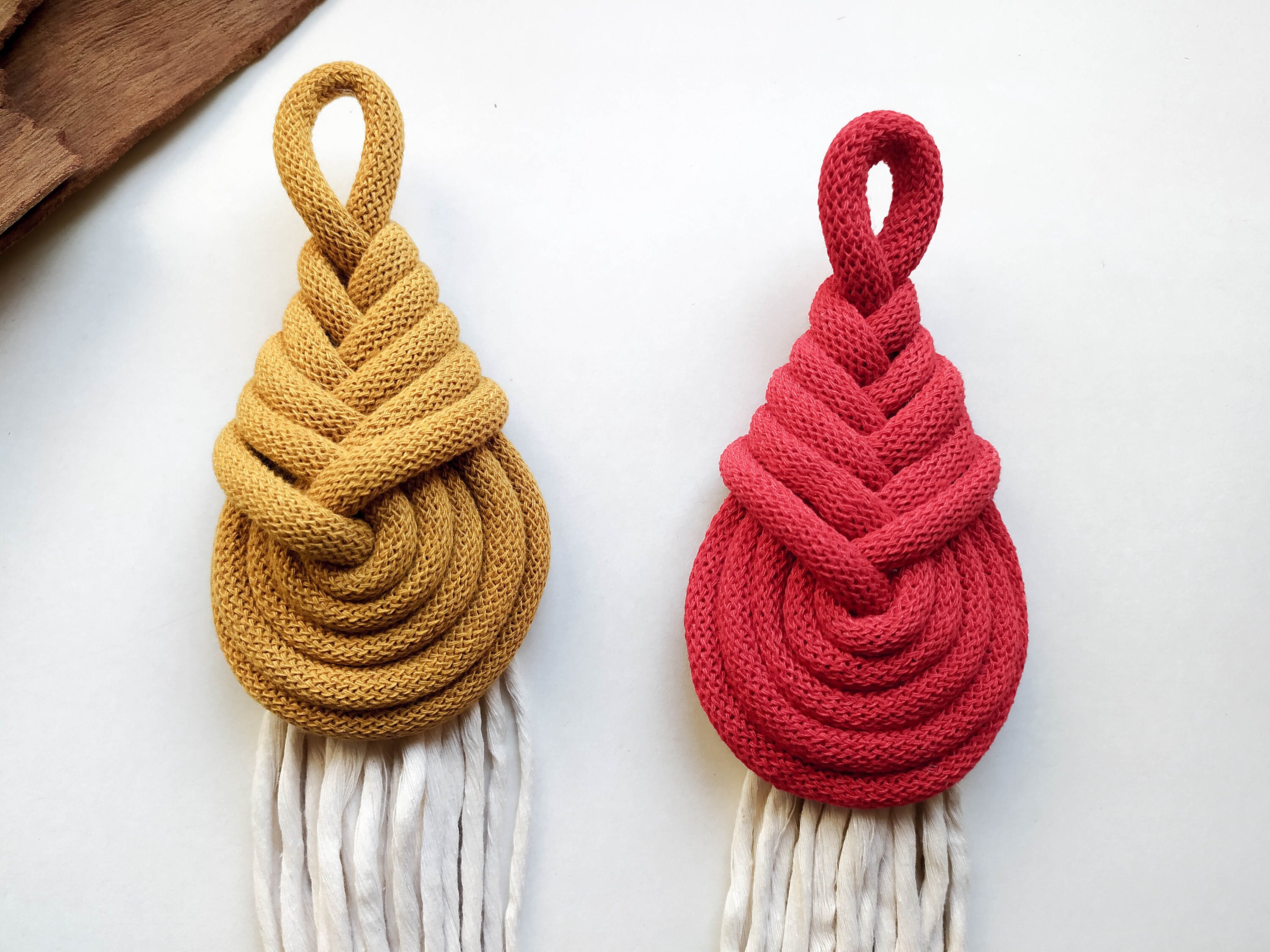 Long Door Knob Tassel With Macrame Knots, Wall Hanging
