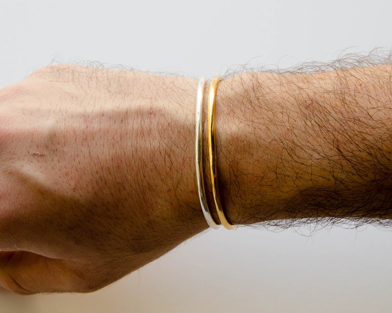 Men Cuff Bracelet With Ball Bead Ends Men Women Metal Open Etsy