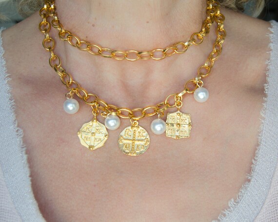 Chunky Gold Chain Layering Necklaces 