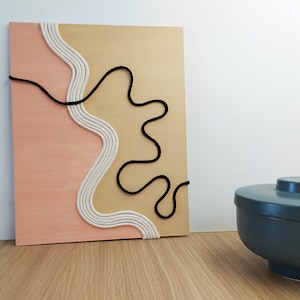 Abstract Textured Mid-century Rope Art on Canvas Panel, Unframed Fiber ...