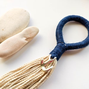Door tassel with anchor charm, blue nautical wall tassel, summer decorative wall hanging, gallery wall accent, sustainable home gift