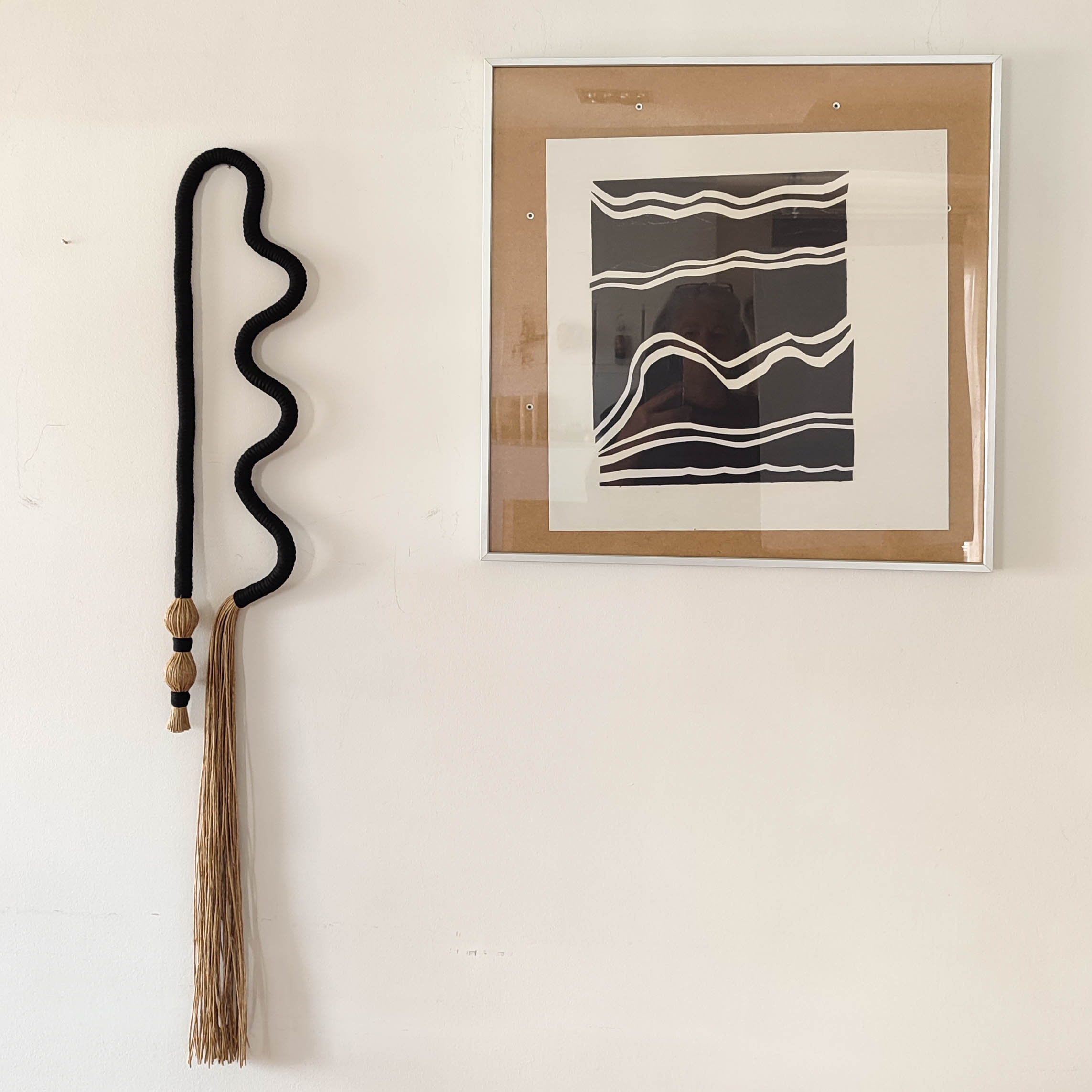 Large Black Squiggle Wall Art, Long and Narrow Curvy Wall Hanging ...