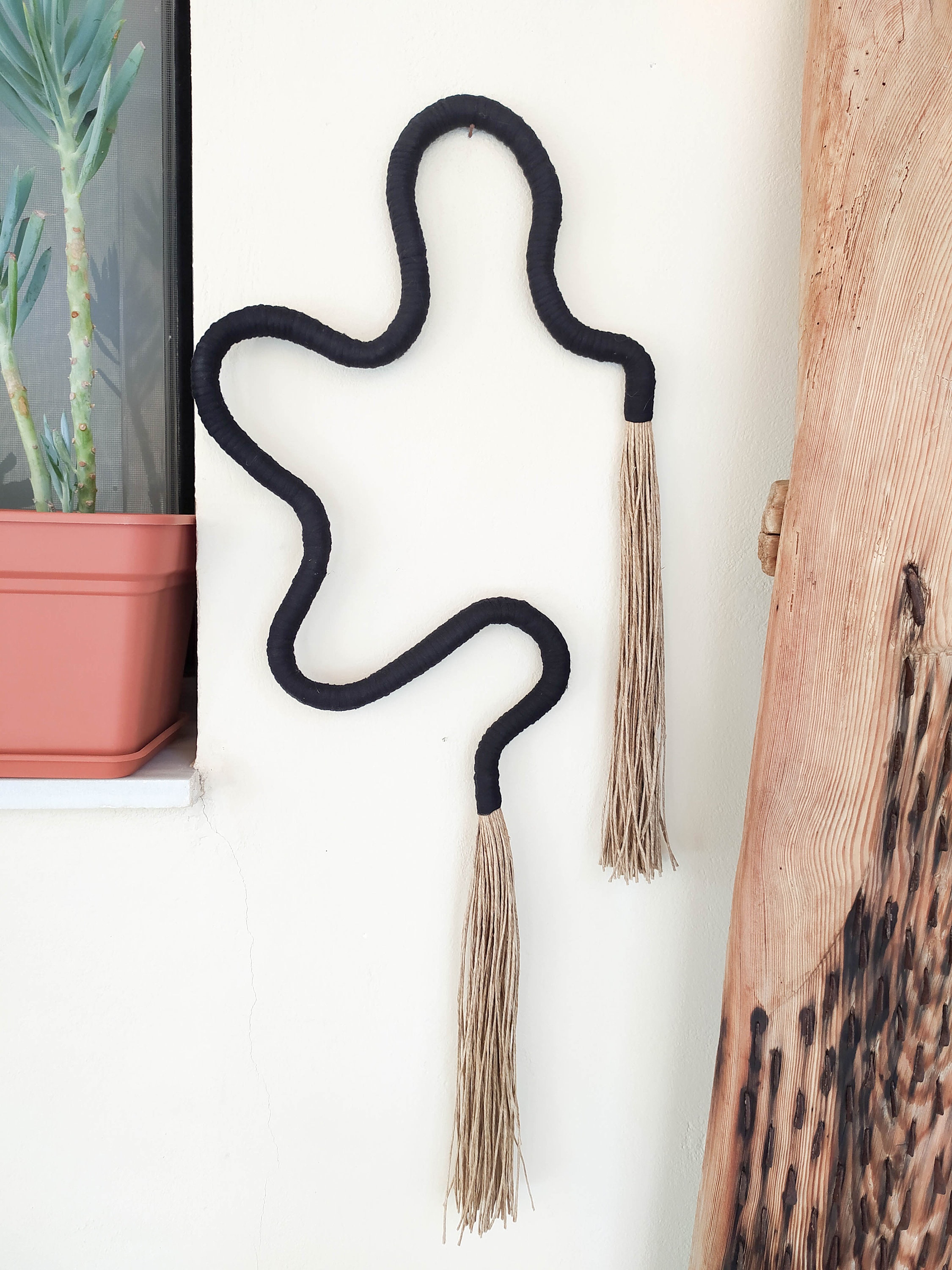 Large Curvy Wall Art, Hand Wrapped Squiggle Wall Hanging, Modern ...