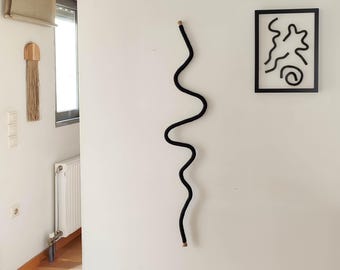 The line: Long Wall art sculpture, Modern Geometric Fiber Wall Hanging, Minimalist Rope Art
