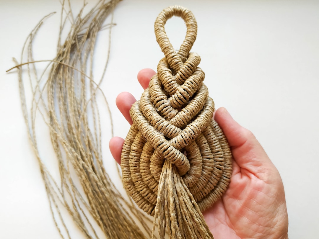 Large Macrame Pipa Knot Tassel, Decorative Fringe Wall Hanging Object