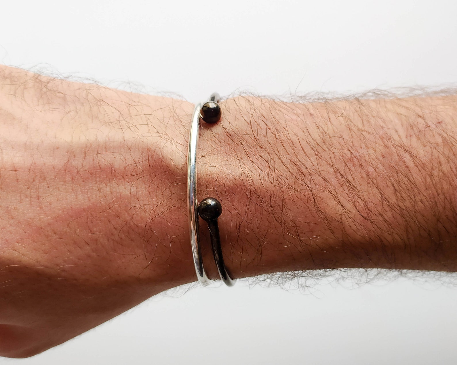 Men Cuff Bracelet With Ball Bead Ends Men Women Metal Open Etsy