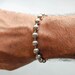 Men cuff bracelet with ball beads, men women chunky XL ball chain braclet, silver plated unisex, anniversary birthday gift, statement modern 