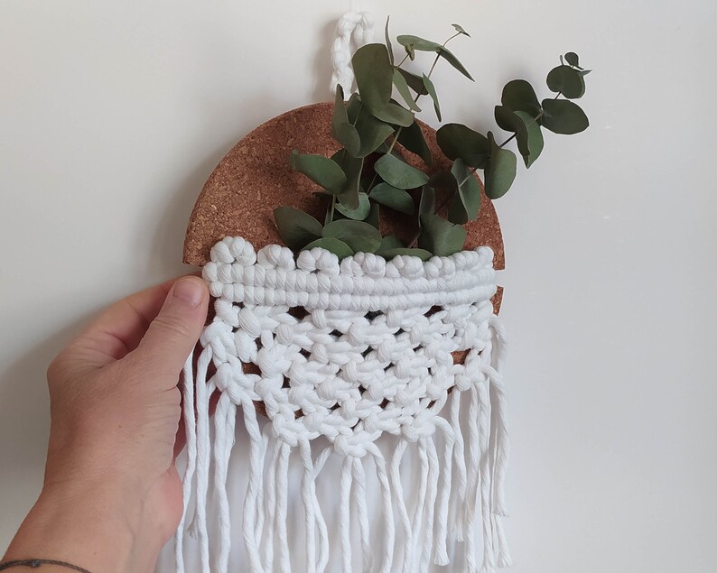 Macrame Hanging Basket Flat Back Wall Hanging Pocket Dried Etsy