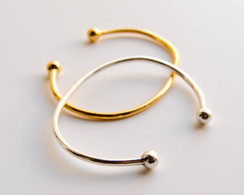 Men Cuff Bracelet With Ball Bead Ends Men Women Metal Open Etsy