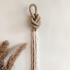 Macrame decorative knot, modern wall hanging art, minimalist soft wall sculpture, fibre art object, unique artisan handmade decoration