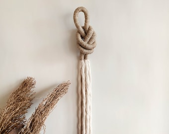 Large macrame decorative knot, modern wall hanging art, minimalist soft wall sculpture, fibre art object, unique artisan handmade decoration