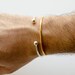 Men cuff bracelet with ball bead ends, men women metal open cuff , silver gold unisex, anniversary birthday gifts for him, modern simple 