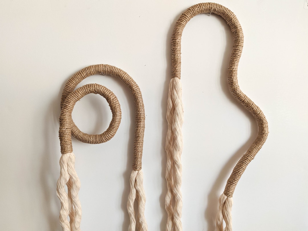Set of 2 Rope Wall Art, Abstract Curved Shape and Spiral, Modern ...