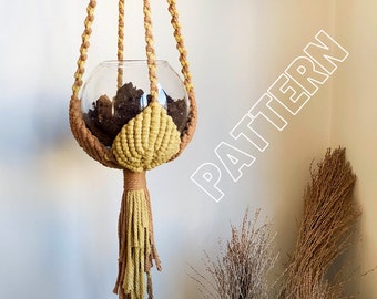 PATTERN, Macrame leaf plant hanger, written PDF instructions with photos and video tutorial, unique design, digital download, INTERMEDIATE