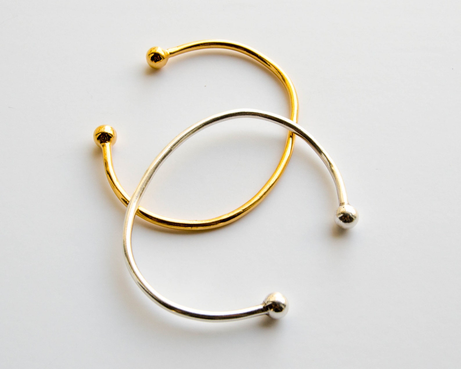 Men Cuff Bracelet With Ball Bead Ends Men Women Metal Open Etsy