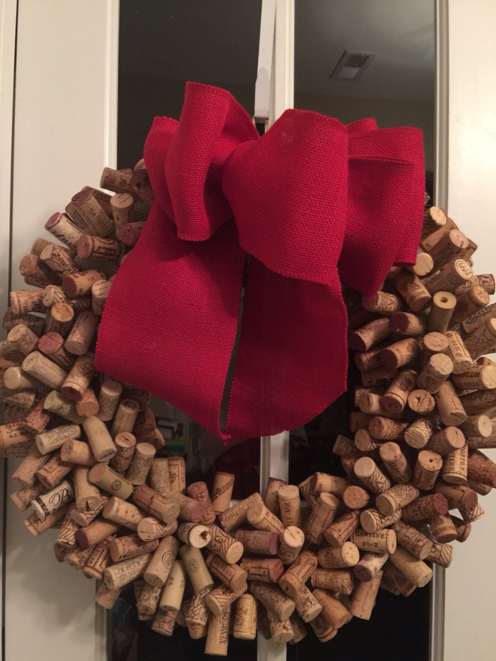 Wreath Cork Wreath Wine Cork Wreath Wall Decor Red Burlap Etsy