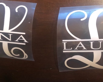 Monogramm, Spaltbuchstabe, Spaltmonogramm Buchstabe, personalisiertes Dekor, Yeti Tasse Sticker, Wanddeko