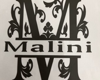 Monogramm, Spaltbuchstabe, Spaltmonogramm Buchstabe, personalisiertes Dekor, Yeti Tasse Sticker, Wanddeko