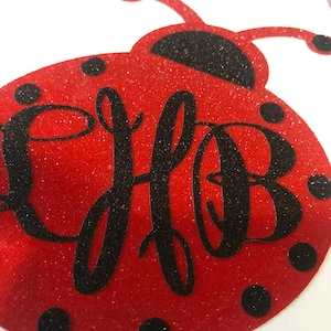 Ladybug Decal, Ladybug Vinyl, Monogram, Car Decal, Laptop Decal, Vinyl Lettering