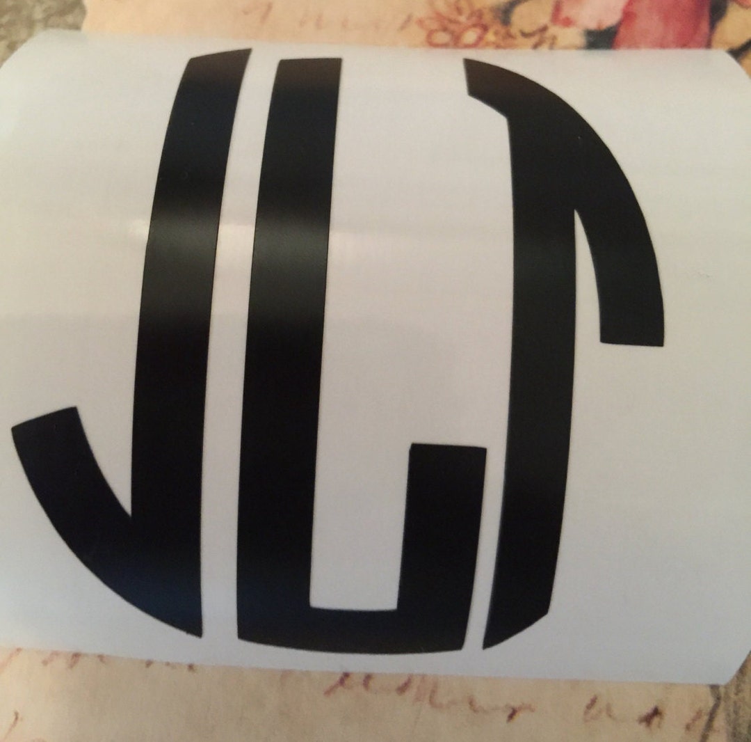 Monogram Vinyl Decal, Curly Font, Car or Laptop - Etsy