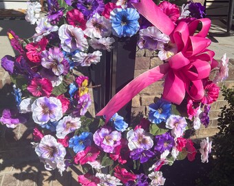 Pansy Wreath, Decorative Wreath, Pansy Wreath, pink wreath, yellow wreath