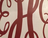 Monogram, Car Decal, Laptop Decal, Vinyl Lettering, Curly Font Decal, 3 inch decal, Yeti Cup Decal, Notebook Decal