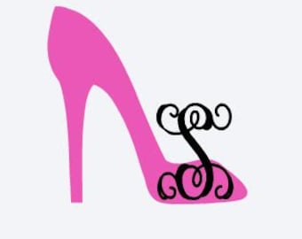 High Heels Decal, Pink Pumps, Hot Pink Decal, Monogram, Car Decal, Laptop Decal, Vinyl Lettering High Heels Decal