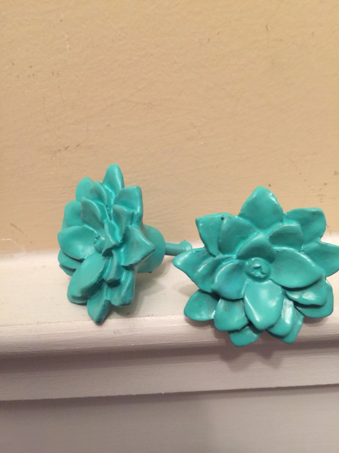 Knobs/ Flower Knobs/ Blue Knobs/ Dresser Decor/ Fixtures / Home and