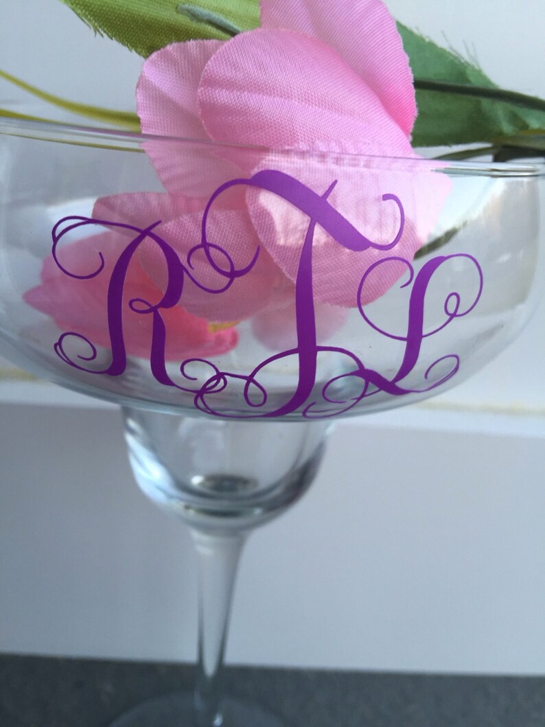 Margarita Glass Monogrammed Glass Vine Font Vinyl Etsy