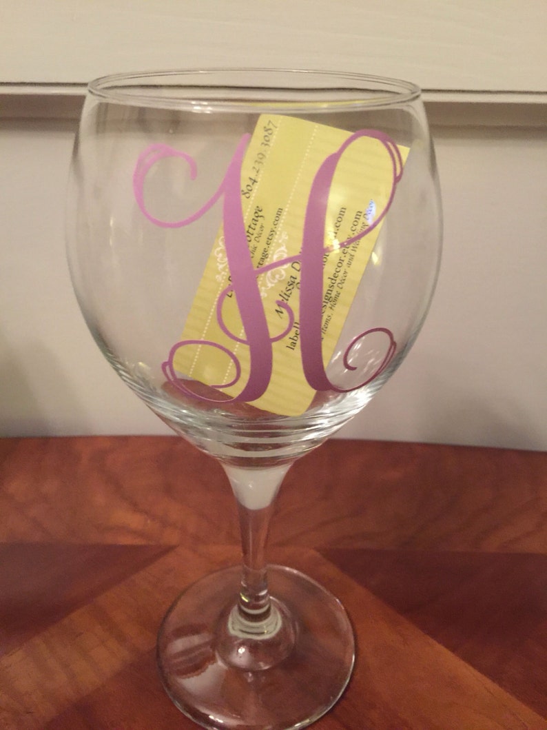 Monogram Wine Glass Vinyl Lettering Bar and Wine Decor Etsy