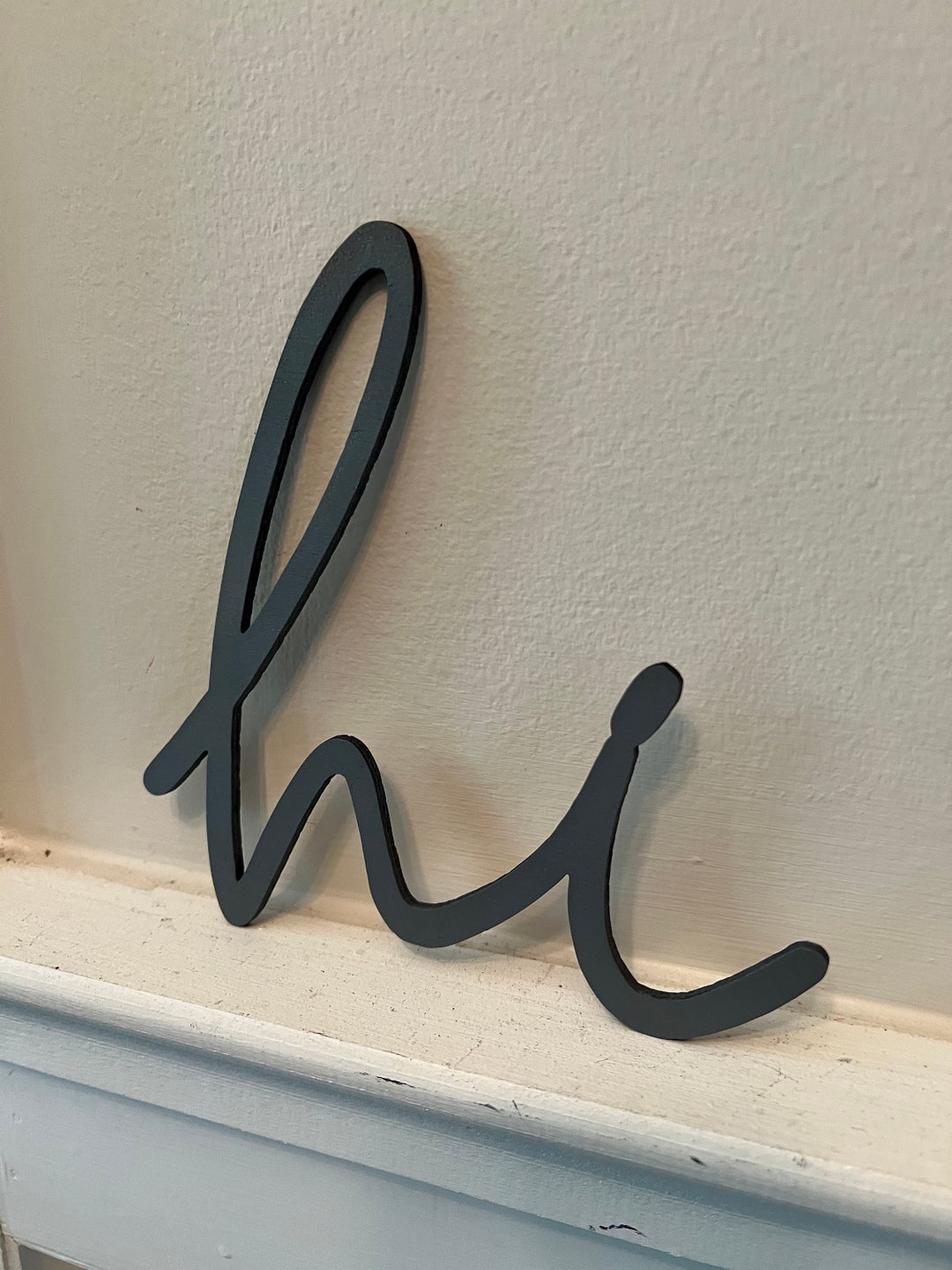 HI Sign, Wall Deocr, Front Door Sign, Greetings Sign, Wood Sign, Spring ...