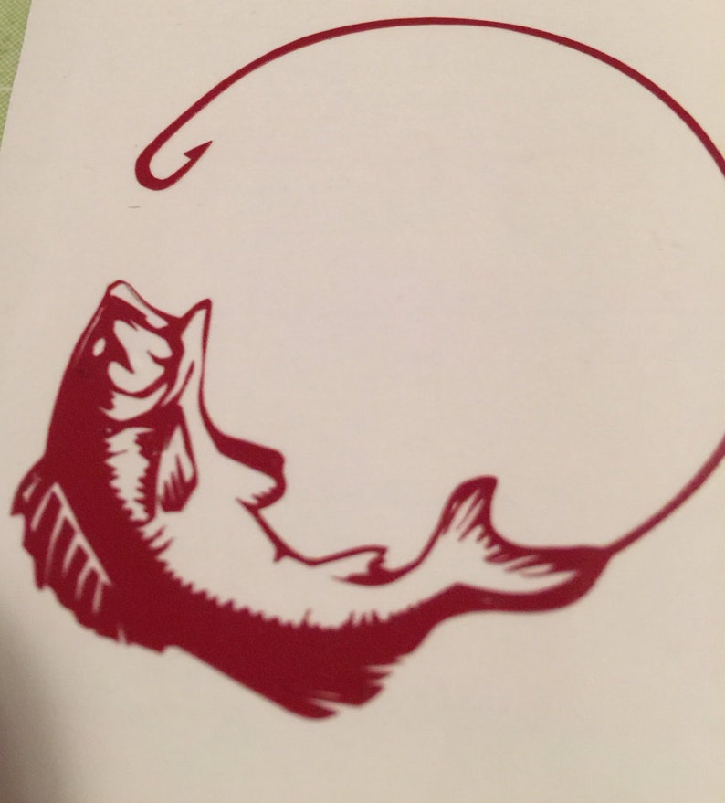 Fish and Hook Decal, Fish Decal, Hook Decal, Cup Decal, Yeti Cup Decal, Car Decal, Laptop Decal image 2