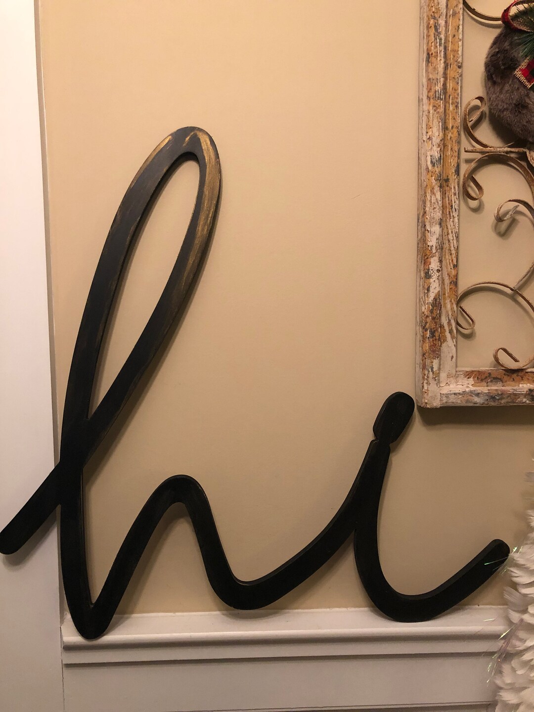 HI Sign, Wall Deocr, Front Door Sign, Greetings Sign, Wood Sign, Spring ...