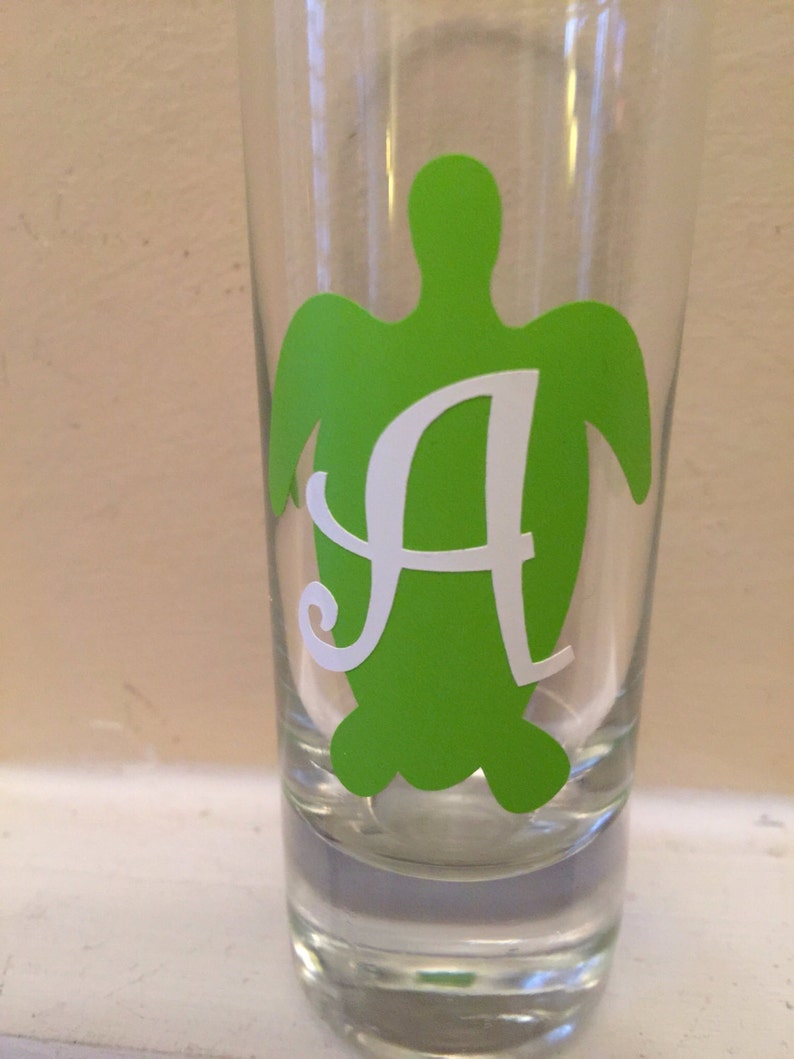 Monogram Decals Shot Glasses Curly Monogram Turtle Shot Etsy