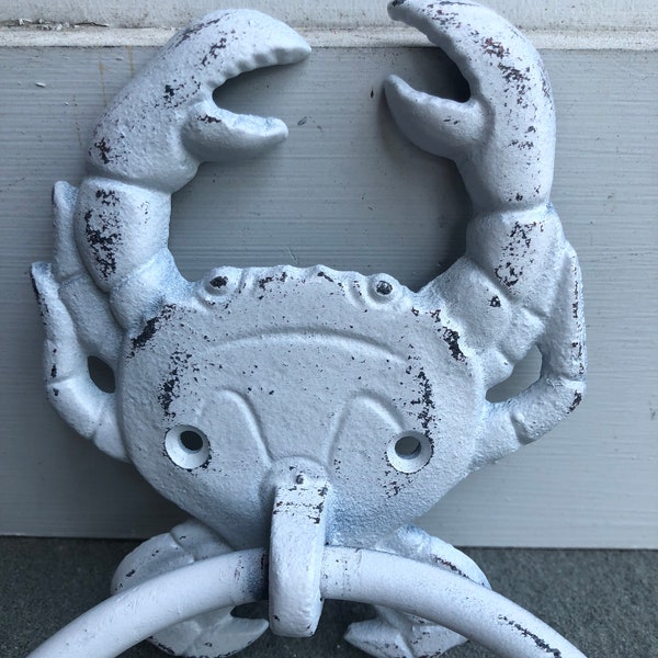 Cast Iron Crab Towel Holder, Nautical Decor, Crab Decor, Bathroom Decor