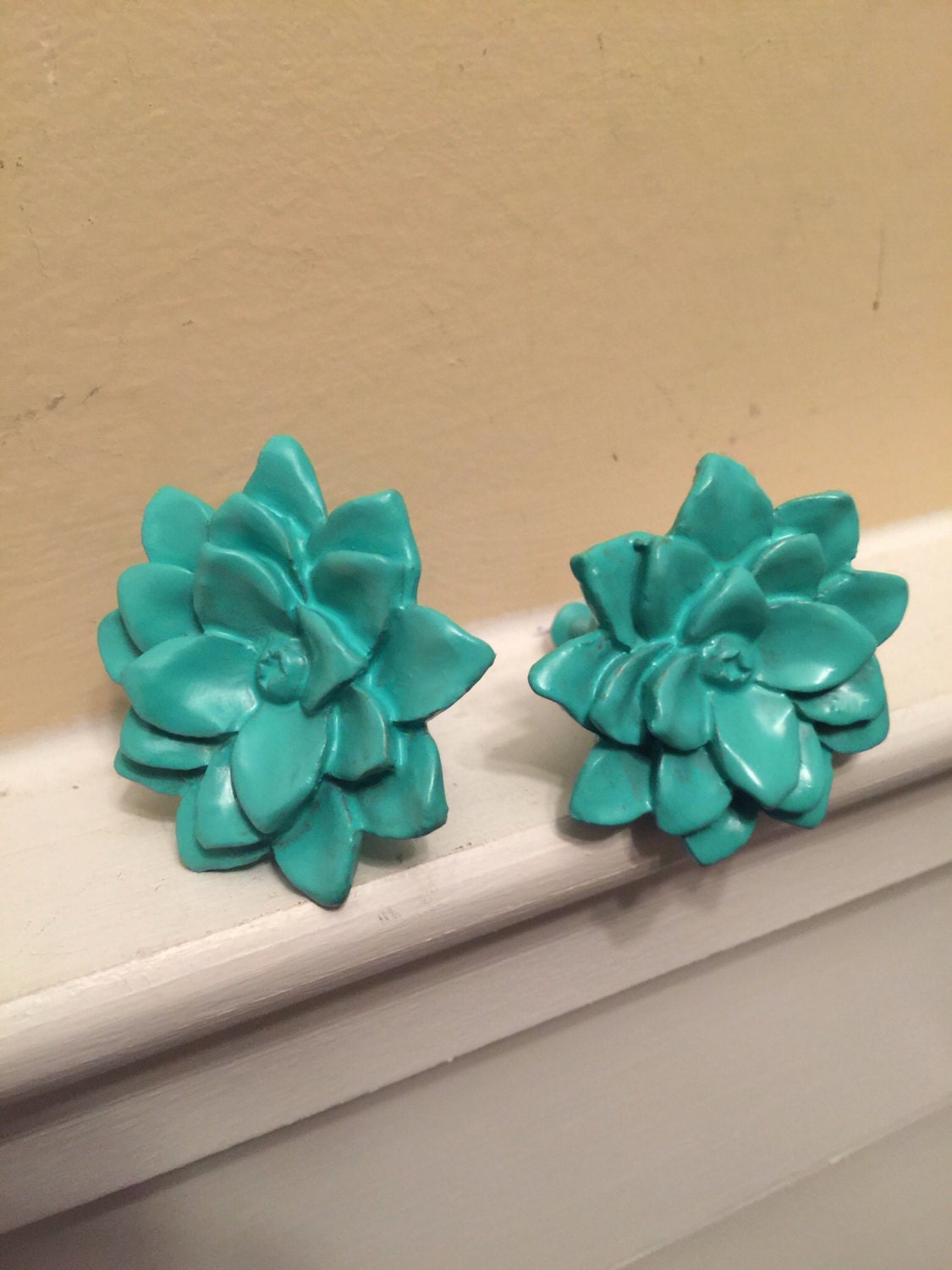 Knobs/ Flower Knobs/ Blue Knobs/ Dresser Decor/ Fixtures / Etsy