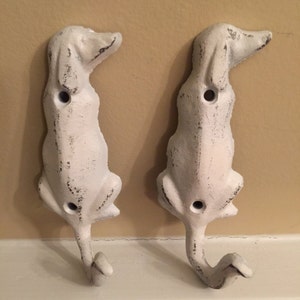 DOG Hook, Dog Wall Hooks, Dog Decor, Cast Iron Hook - 2 Hooks