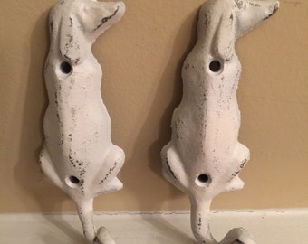 DOG Hook, Dog Wall Hooks, Dog Decor, Cast Iron Hook - 2 Hooks