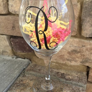 Monogram, Wine Glass, Vinyl Lettering image 4