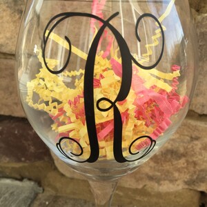 Monogram, Wine Glass, Vinyl Lettering image 3