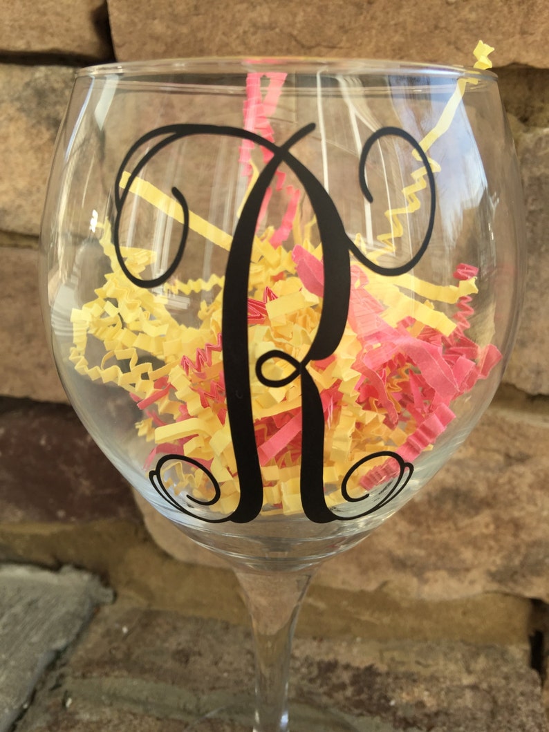 Monogram, Wine Glass, Vinyl Lettering image 3