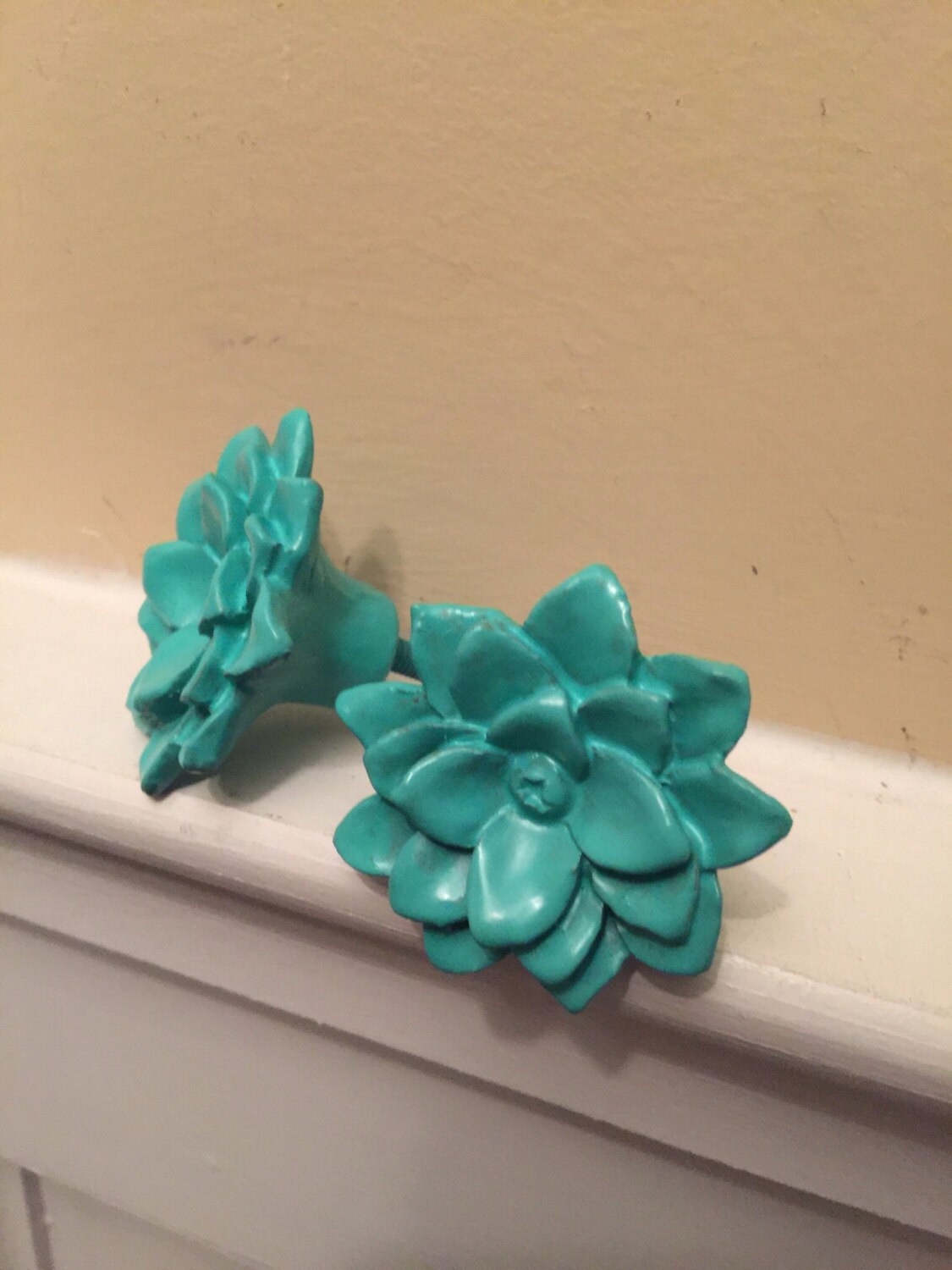 Knobs/ Flower Knobs/ Blue Knobs/ Dresser Decor/ Fixtures / Etsy