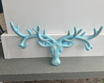 Deer Head Hook, Cast Iron Deer Hook, Decorative Metal Wall Decor, Home and Garden Wall Decor